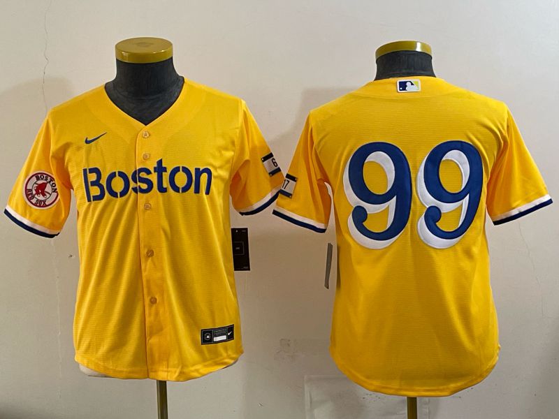 Youth 2025 Boston Red Sox #99 No Name Yellow Nike MLB Jersey 06->youth mlb jersey->Youth Jersey